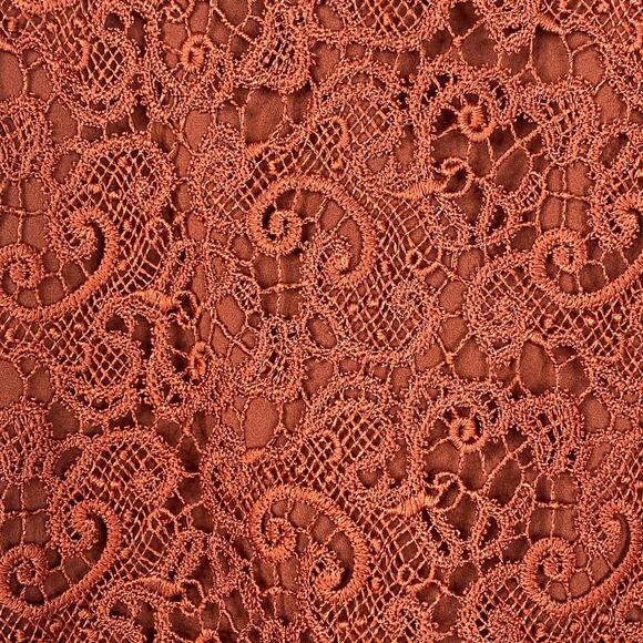 2/$30 ZARA Guipure Lace Crochet Pencil Skirt XS Terracotta Back Slit Midi #6361 - Picture 7 of 14